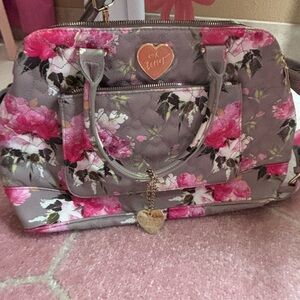 Betsey Johnson Floral Pink and Gray Satchel